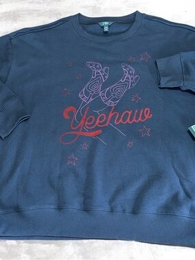 Terra & Sky Gray Sweatshirt with Red "Yeehaw" Graphic Size 2X (20W-22W) NWT